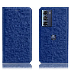 Custodia Portafoglio In Pelle Cover con Supporto H02P per Motorola Moto Edge S30 5G Blu