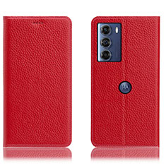 Custodia Portafoglio In Pelle Cover con Supporto H02P per Motorola Moto G200 5G Rosso