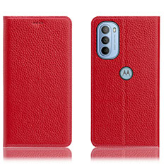 Custodia Portafoglio In Pelle Cover con Supporto H02P per Motorola Moto G31 Rosso
