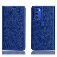 Custodia Portafoglio In Pelle Cover con Supporto H02P per Motorola Moto G51 5G Blu