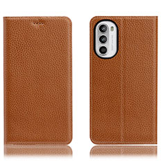 Custodia Portafoglio In Pelle Cover con Supporto H02P per Motorola Moto G71s 5G Marrone Chiaro