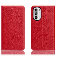 Custodia Portafoglio In Pelle Cover con Supporto H02P per Motorola Moto G82 5G Rosso