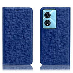 Custodia Portafoglio In Pelle Cover con Supporto H02P per Oppo A58 4G Blu