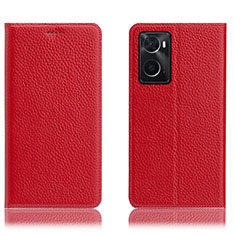 Custodia Portafoglio In Pelle Cover con Supporto H02P per Oppo A76 Rosso