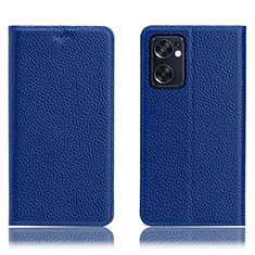 Custodia Portafoglio In Pelle Cover con Supporto H02P per Oppo Reno7 SE 5G Blu