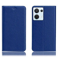 Custodia Portafoglio In Pelle Cover con Supporto H02P per Oppo Reno8 5G Blu