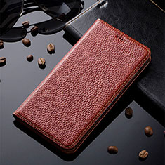 Custodia Portafoglio In Pelle Cover con Supporto H02P per Samsung Galaxy Note 10 Lite Marrone
