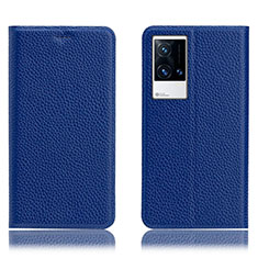 Custodia Portafoglio In Pelle Cover con Supporto H02P per Vivo iQOO 8 5G Blu