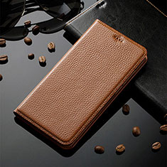 Custodia Portafoglio In Pelle Cover con Supporto H02P per Xiaomi Redmi 10X 5G Marrone Chiaro