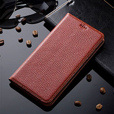 Custodia Portafoglio In Pelle Cover con Supporto H02P per Xiaomi Redmi Note 9 Pro Marrone