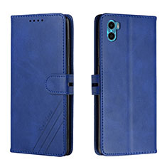 Custodia Portafoglio In Pelle Cover con Supporto H02X per Motorola Moto E22S Blu