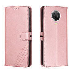 Custodia Portafoglio In Pelle Cover con Supporto H02X per Nokia G10 Oro Rosa