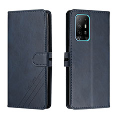 Custodia Portafoglio In Pelle Cover con Supporto H02X per Oppo F19 Pro+ Plus 5G Blu