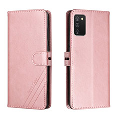 Custodia Portafoglio In Pelle Cover con Supporto H02X per Samsung Galaxy A02s Oro Rosa
