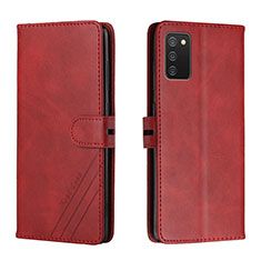 Custodia Portafoglio In Pelle Cover con Supporto H02X per Samsung Galaxy A02s Rosso