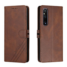 Custodia Portafoglio In Pelle Cover con Supporto H02X per Sony Xperia 1 V Marrone