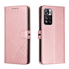 Custodia Portafoglio In Pelle Cover con Supporto H02X per Xiaomi Poco X4 NFC Oro Rosa