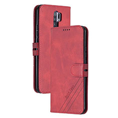 Custodia Portafoglio In Pelle Cover con Supporto H02X per Xiaomi Redmi 9 Prime India Rosso