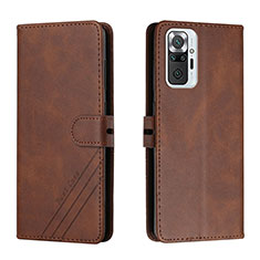 Custodia Portafoglio In Pelle Cover con Supporto H02X per Xiaomi Redmi Note 10 Pro 4G Marrone