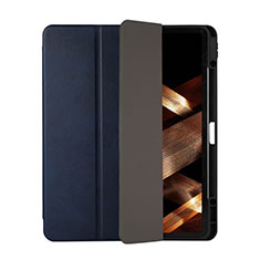 Custodia Portafoglio In Pelle Cover con Supporto H03 per Apple iPad Pro 12.9 (2020) Blu