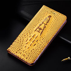 Custodia Portafoglio In Pelle Cover con Supporto H03P per Apple iPhone 12 Mini Giallo