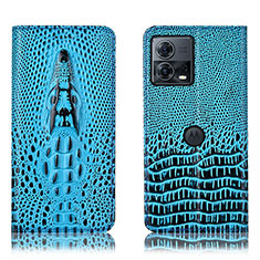 Custodia Portafoglio In Pelle Cover con Supporto H03P per Motorola Moto Edge 30 Fusion 5G Cielo Blu