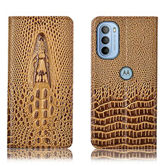 Custodia Portafoglio In Pelle Cover con Supporto H03P per Motorola Moto G41 Marrone