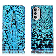 Custodia Portafoglio In Pelle Cover con Supporto H03P per Motorola MOTO G52 Cielo Blu