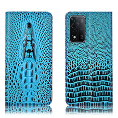 Custodia Portafoglio In Pelle Cover con Supporto H03P per Oppo A93s 5G Cielo Blu