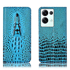 Custodia Portafoglio In Pelle Cover con Supporto H03P per Oppo Reno8 Pro 5G Cielo Blu