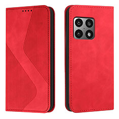 Custodia Portafoglio In Pelle Cover con Supporto H03X per OnePlus 10 Pro 5G Rosso