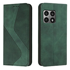 Custodia Portafoglio In Pelle Cover con Supporto H03X per OnePlus 10 Pro 5G Verde