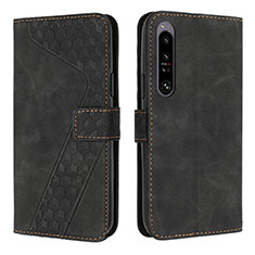 Custodia Portafoglio In Pelle Cover con Supporto H03X per Sony Xperia 1 IV Nero