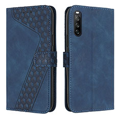 Custodia Portafoglio In Pelle Cover con Supporto H03X per Sony Xperia 10 IV Blu