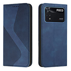 Custodia Portafoglio In Pelle Cover con Supporto H03X per Xiaomi Poco M4 Pro 4G Blu