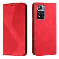 Custodia Portafoglio In Pelle Cover con Supporto H03X per Xiaomi Poco X4 NFC Rosso