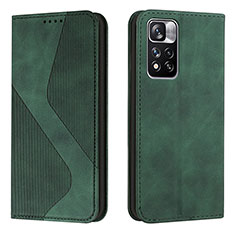 Custodia Portafoglio In Pelle Cover con Supporto H03X per Xiaomi Poco X4 NFC Verde