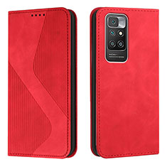 Custodia Portafoglio In Pelle Cover con Supporto H03X per Xiaomi Redmi 10 4G Rosso
