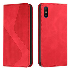 Custodia Portafoglio In Pelle Cover con Supporto H03X per Xiaomi Redmi 9AT Rosso