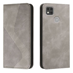 Custodia Portafoglio In Pelle Cover con Supporto H03X per Xiaomi Redmi 9C NFC Grigio