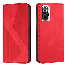 Custodia Portafoglio In Pelle Cover con Supporto H03X per Xiaomi Redmi Note 10 Pro Max Rosso
