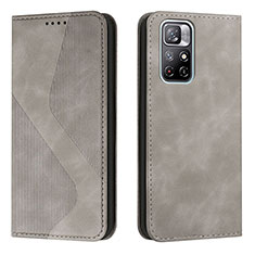 Custodia Portafoglio In Pelle Cover con Supporto H03X per Xiaomi Redmi Note 11S 5G Grigio