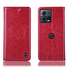 Custodia Portafoglio In Pelle Cover con Supporto H04P per Motorola Moto Edge 30 Fusion 5G Rosso