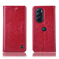 Custodia Portafoglio In Pelle Cover con Supporto H04P per Motorola Moto Edge 30 Pro 5G Rosso