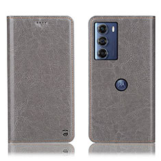 Custodia Portafoglio In Pelle Cover con Supporto H04P per Motorola Moto Edge S30 5G Grigio