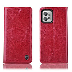 Custodia Portafoglio In Pelle Cover con Supporto H04P per Motorola Moto G32 Rosso