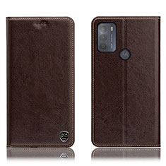 Custodia Portafoglio In Pelle Cover con Supporto H04P per Motorola Moto G50 Marrone