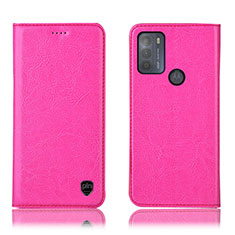 Custodia Portafoglio In Pelle Cover con Supporto H04P per Motorola Moto G50 Rosa Caldo