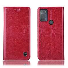 Custodia Portafoglio In Pelle Cover con Supporto H04P per Motorola Moto G50 Rosso