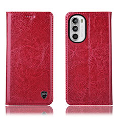 Custodia Portafoglio In Pelle Cover con Supporto H04P per Motorola MOTO G52 Rosso